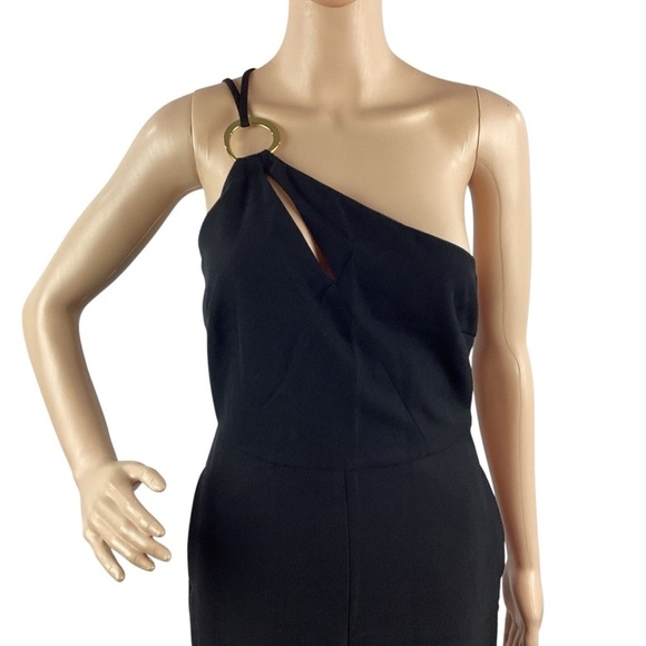 Line & Dot Vaughn One Shoulder Ring Detail Black Jumpsuit Small - Picture 2 of 9